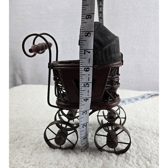 VTG Antique Miniature Baby Stroller Pram 8" High Victorian Gothic Decor Carriage - Picture 13 of 16